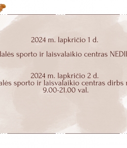 Šilalės sporto ir laisvalaikio centro darbo laikas šventinėmis dienomis!